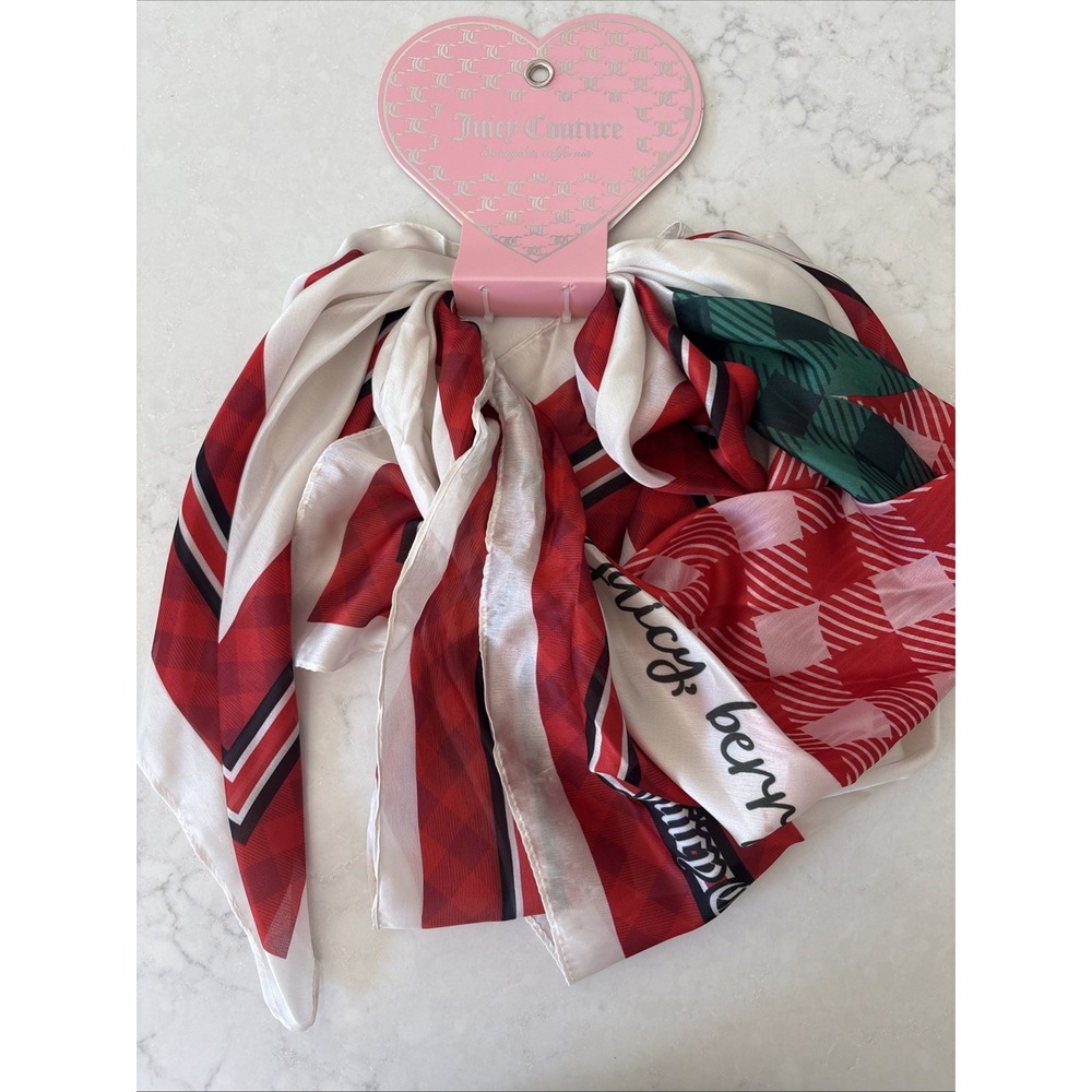 Juicy Couture Scarf Black Pink Red White Plaid Juicy Berry Couture Signature NWT